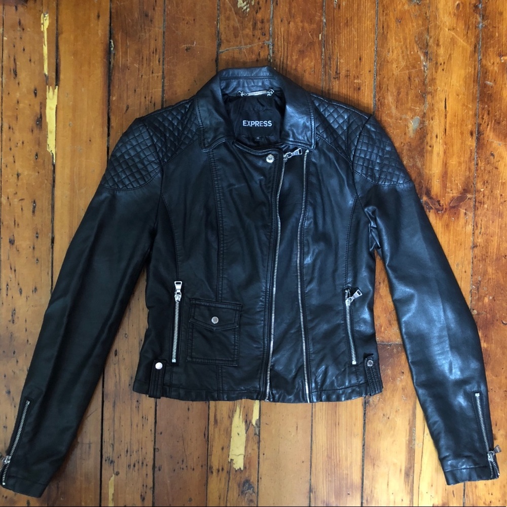 Express Faux Vegan Leather Jacket XS